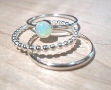 3 SILVER RING SET  1 OPAL RING